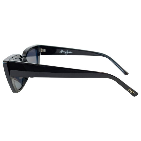 New Women's Sean John Black Cat Eye Mod Style Sunglasses w/ Dark Grey UV Lenses - Picture 2 of 5
